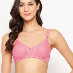 Clovia Pink Cotton T-Shirt Bra image 1