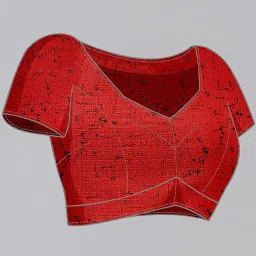 Satrani Red Printed Saree With Unstitched Blouse image 5