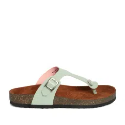 Mozafia Women's Green T-Strap Sandals image 3