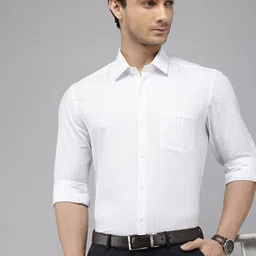 Arrow Pure Cotton Manhattan Slim Fit Opaque Striped Formal Shirt-image-44