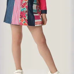 One Friday Kids Blue Printed Regular Fit Skirt-picture-18