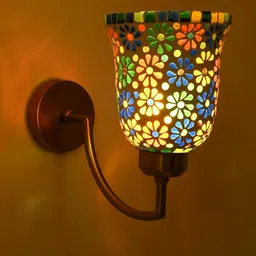 SOMIL White & Gold-Toned Printed Glass Cylinder Shaped Wall Lamp-image-65