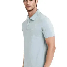 Rare Rabbit Turquoise Regular Fit Solid Polo T-Shirt image 4