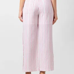 Spykar White & Pink Cotton Striped Palazzos image 2