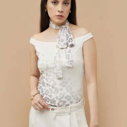 Code By Lifestyle Light Beige Regular Fit Printed Top-picture-11