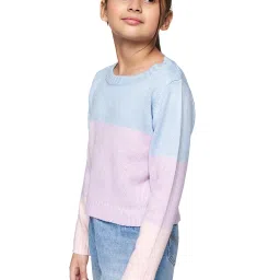 AND girl Blue & Purple Color Blocked  Top image 3