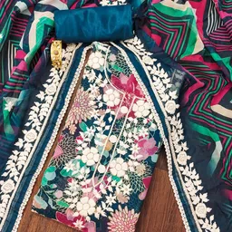 KALINI Embroidered Organza Unstitched Dress Material-picture-38