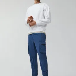 XYXX Dark Blue Skinny Fit Cargo Joggers image 5