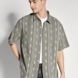 American Eagle Green Cotton Relaxed Fit Printed Shirt-picture-34