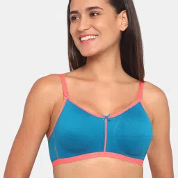 Rosaline by Zivame Blue & Pink Non Wired Non Padded T-Shirt Bra image 1