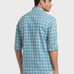 ColorPlus Green Cotton Tailored Fit Checks Shirt image 2
