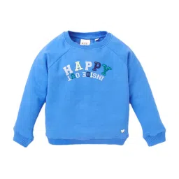 Ed-a-Mamma Kids Blue Cotton Embroidered Sweatshirt image 1