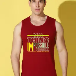 WOOSTRO Typography Printed Scoop Neck Sleeveless Cotton Gym Innerwear Vests image 1
