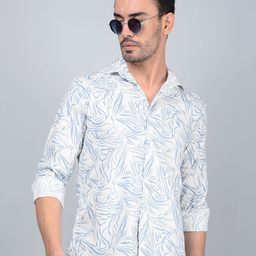 Crimsoune Club Men Classic Fit Spread Collar Abstract Printed Cotton Casual Shirt-picture-42