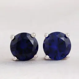 Ornate Jewels 92.5 Sterling Silver Blue Sapphire Solitaire Stud Earrings-image-94