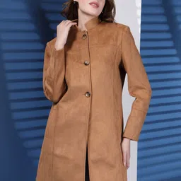 Juelle Women Mock Neck Stylished Single-Breasted Overcoat-image-32