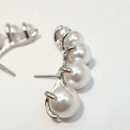 SAPRAA TRENDS Stainless Steel Silver-Plated Artificial Stones Studded Spherical Studs image 3