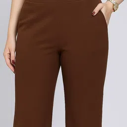 NUCOUTHS Women Relaxed Regular Fit High-Rise Trouser image 2