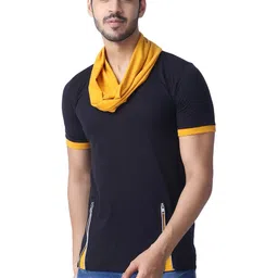 Black Collection Men Solid Cowl Neck Cotton Slim Fit T-shirt-picture-18