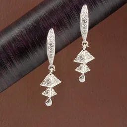 PRIVIU Silver-Plated American Diamond Studded Dome Shaped Jhumkas-picture-30