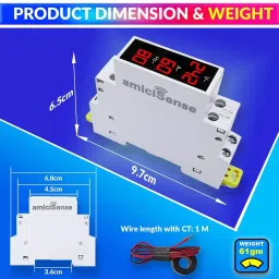 amiciSense 3 In 1 Voltage Tester With External Ct And 35Mm Din Rail Mount 100 A 1- 100 A image 5