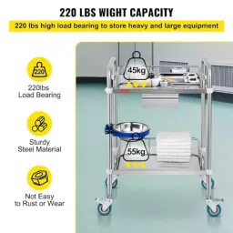 DESCO Stainless Steel Instrument Dressing Trolley with 2 Shelves, Drawer and Bowl, DTWD 401 image 3
