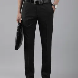 Park Avenue Men Mid Rise Self Design Textured Slim Fit Formal Trousers-picture-25