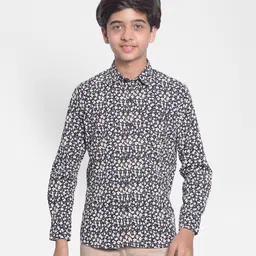 CRIMSOUNE CLUB Full Sleeves Floral Printed Shirt - Navy Blue-picture-24