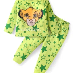 Babyhug Disney Single Jersey Knit Full Sleeves Night Suit with Simba Graphic - Limegreen-picture-28