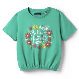 Pine Kids Cotton Knit Half Sleeves T-Shirt with Believe in Yourself Text Print - Mint-picture-20