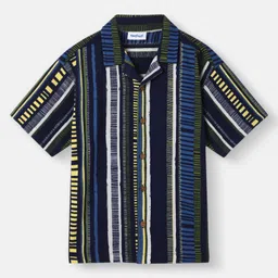 Nautinati Knit Half Sleeves Striped Shirt - Blue-picture-16