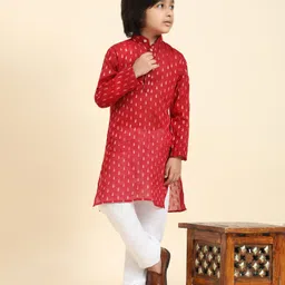 P-MARK Cotton Woven Full Sleeves Abstract Printed Kurta Pyjama Set - Maroon-picture-28