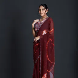 A.V.M Prints Tie and Dye Embelished Beads and Stones Saree image 3