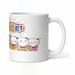 Mr UVD White & Pink Cartoon Characters Printed Ceramic Glossy Mug 350 ml image 4