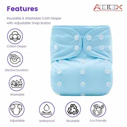 AEREX Reusable Baby 2 Cloth Diapers For 6 Months to 3 Years With 2 Insert Pads Leak Proof Washable Diapers For New Born Babies Adjustable Pocket Cloth Diaper Nappies (Red & Sky Blue) image 2
