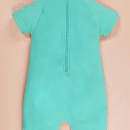 Kiddopanti Half Raglan Sleeves Jelly Fish Printed Legged Swimsuit - Aqua Blue image 3