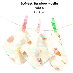 VOIDROP Highly Absorbent Bamboo Muslin Soft Touch Baby Washcloth Set 3 Pack (Multi Printed) image 2
