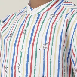 UNDER FOURTEEN ONLY Boys Multi Stripes Opaque Striped Casual Shirt image 3