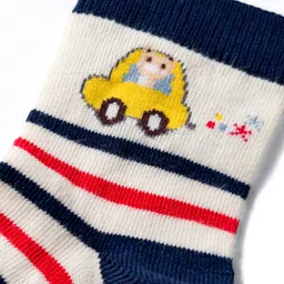 Mustang Cotton Knit Ankle Length Socks with Vehicle Design - Offwhite image 3