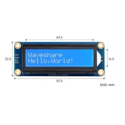 Waveshare LCD1602 I2C Display Module White color with blue background LCD image 5