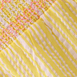 Babyhug Cotton Blend Woven Half Sleeves Striped Top With Smocking & Lace Detailing - Yellow image 4