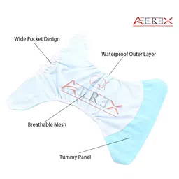 AEREX Reusable Baby 2 Cloth Diapers For 6 Months to 3 Years With 2 Insert Pads Leak Proof Washable Diapers For New Born Babies Adjustable Pocket Cloth Diaper Nappies (Red & Sky Blue) image 4