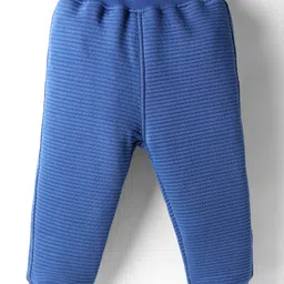 Little Kangaroos Woven Winter Wear Sweatshirt & Lounge Pant Set with Lion Print & Patch Detailing - Royal Blue image 4