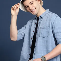 Mast & Harbour Men Checked Pure Cotton Casual Shirt-picture-14