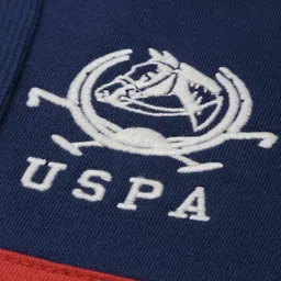 u.s. polo assn. U S Polo Assn Men Navy Blue & Red Colourblocked Hooded Cotton Sweatshirt image 5