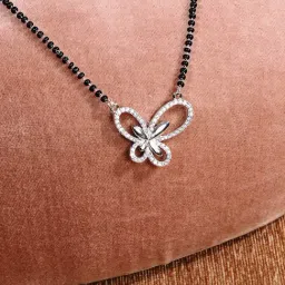 Abdesigns Silver-Plated Black Beaded American Diamond Mangalsutra-picture-11