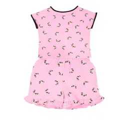 Cutecumber Kids Pink Printed Top, Shorts with Eye Mask image 2