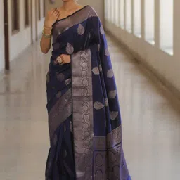 WOVENSTOCK Ethnic Motifs Zari Pure Silk Handloom Kanjeevaram Saree image 2