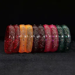 ZULKA Set of 10 Zircon Gemstone Glass Bangles-image-32