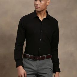Turtle Black Cotton Regular Fit Texture Shirt-picture-44